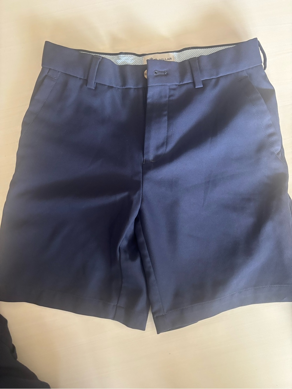 Peter Millar Navy Flat-Front Performance Shorts